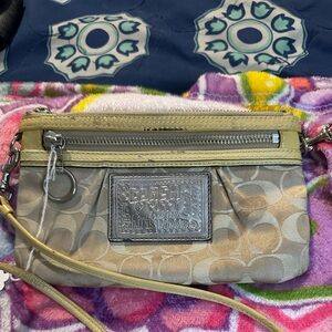 Coach Poppy Tan and Silver Crossbody Bag